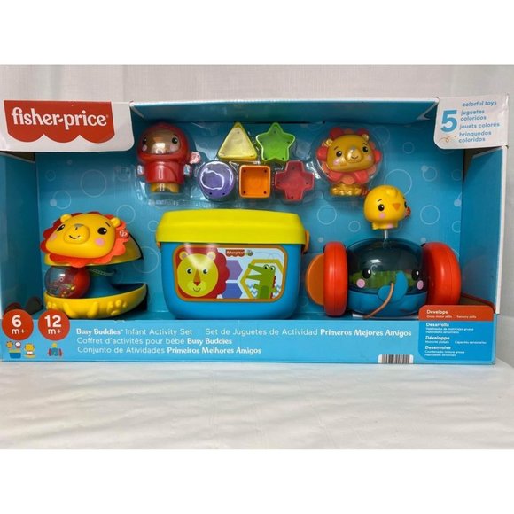 Fisher-Price Busy Buddies Gift Set, 5 Animal-Themed Sensory Toys for Infants, So - Picture 1 of 10